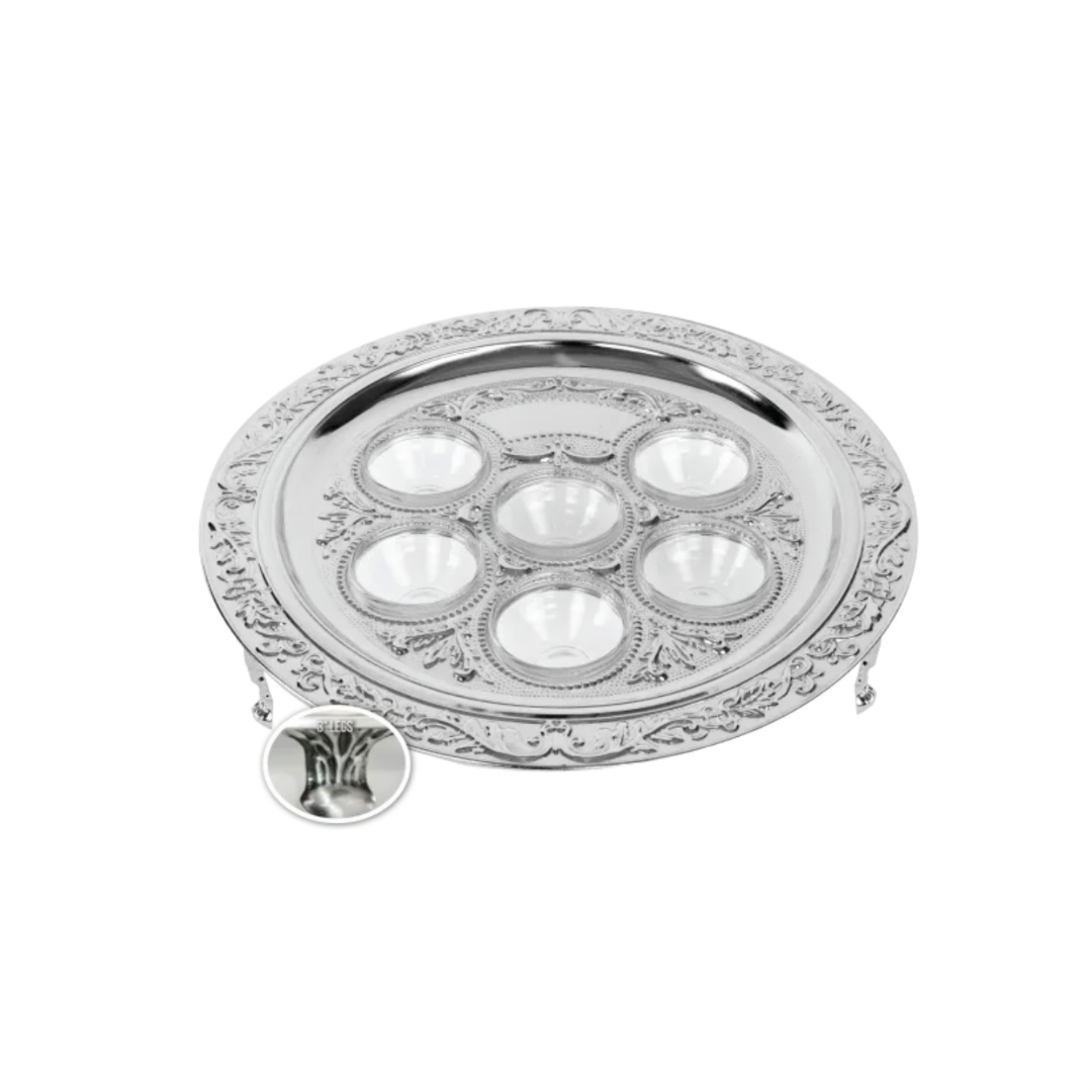 Silver Plated Seder Plate With Legs