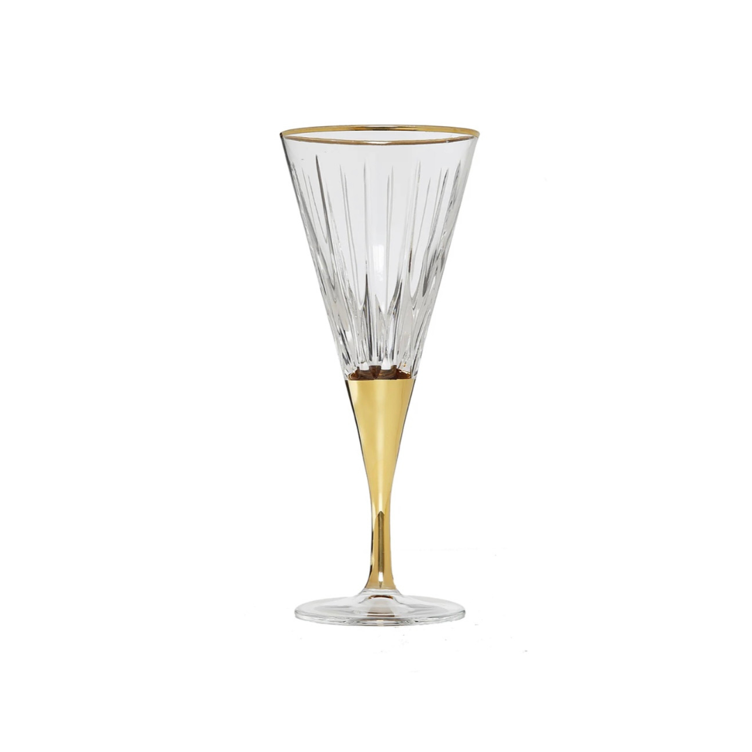 Set of 6 Gold Stemmed Wine Glasses