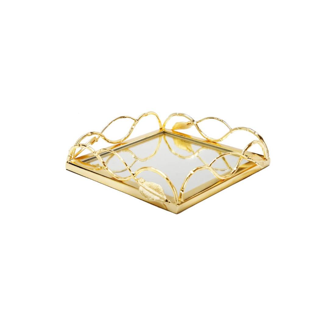 Mirror Napkin Holder with Gold Leaf Design