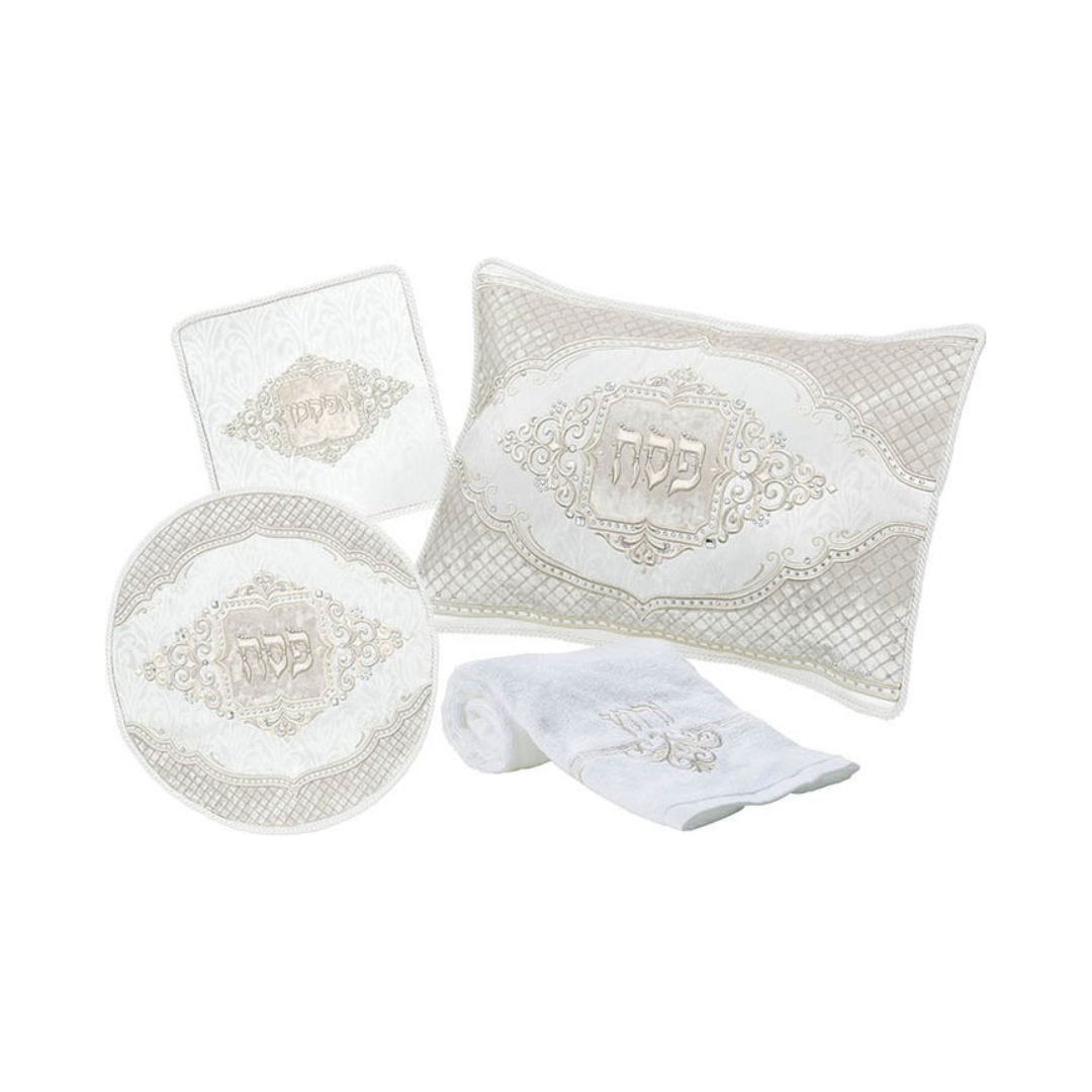 Distinctive Collection Brocade Seder Set in Cream