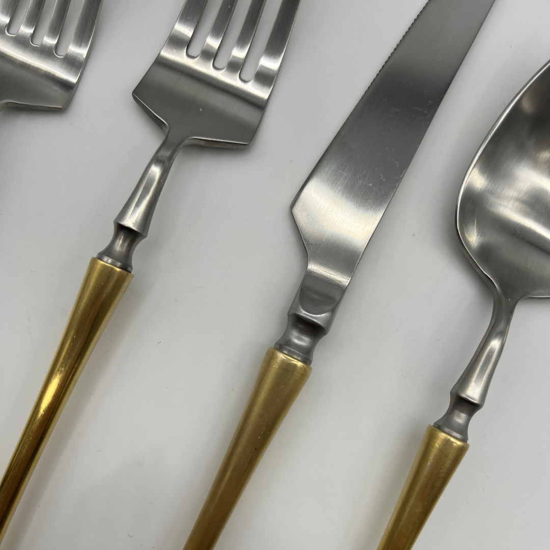 Brushed Gold and Silver Flatware