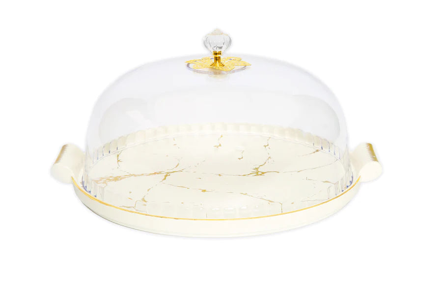 Cake Dome Porcelain W Gold Design