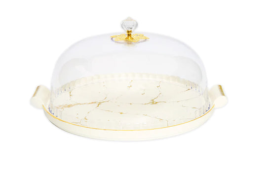 Cake Dome Porcelain W Gold Design
