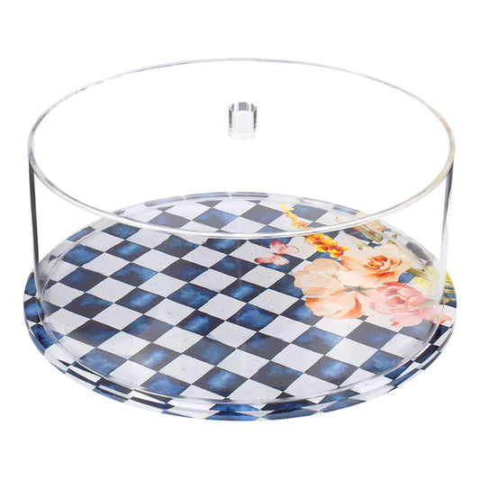 Cake Dome with Black Checkered Painted Base