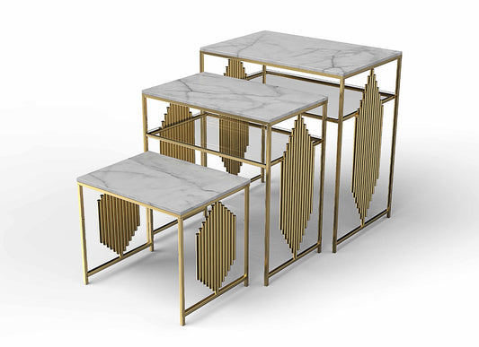 MARBLE-TOP CHANUKAH END TABLE - MEDIUM