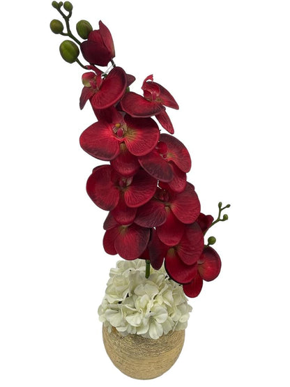 Orchids Arrangement in Round Gold Vase