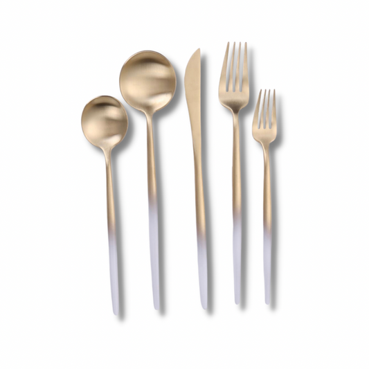 Brushed White and Champagne Gold Flatware