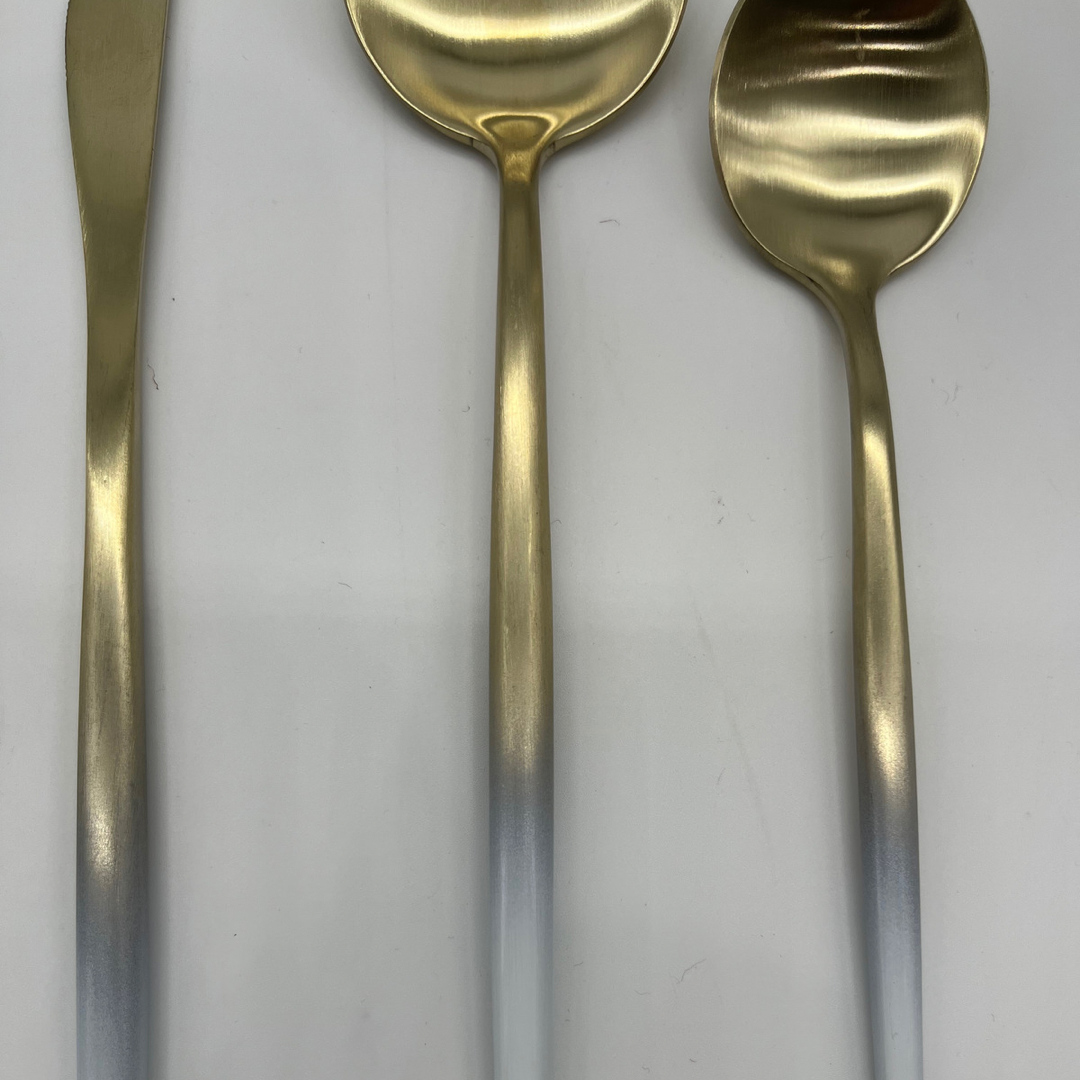 Two Tone Brushed Silver and Gold Flatware