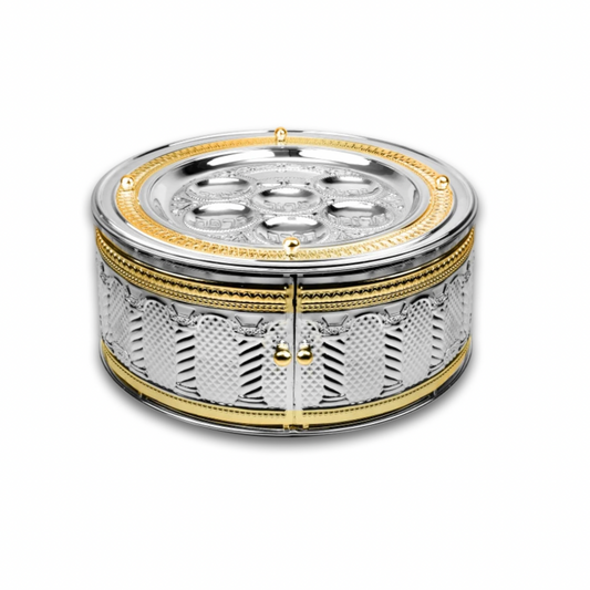 Seder Plate 3 Tier Silver Plated & Gold Royal Palace Design