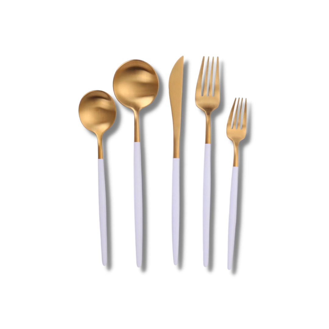 Two Tone White and Gold Flatware