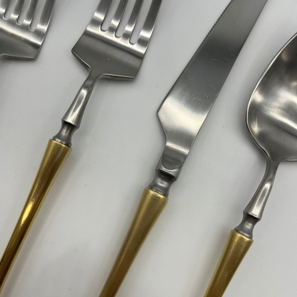 Brushed Gold and Silver Flatware