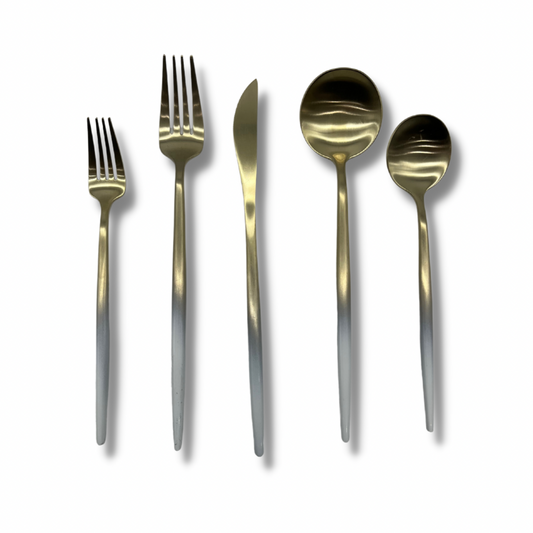 Two Tone Brushed Silver and Gold Flatware