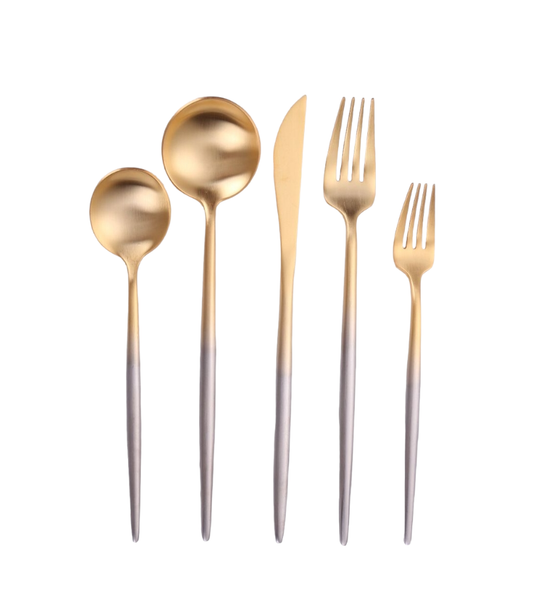 Two Tone Silver and Gold Flatware
